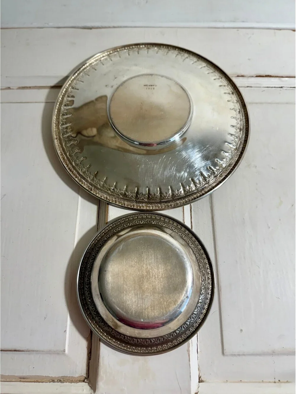 Reed & Barton MCM Silverplate 1202 tray and 1203 Holloware Bowl 6